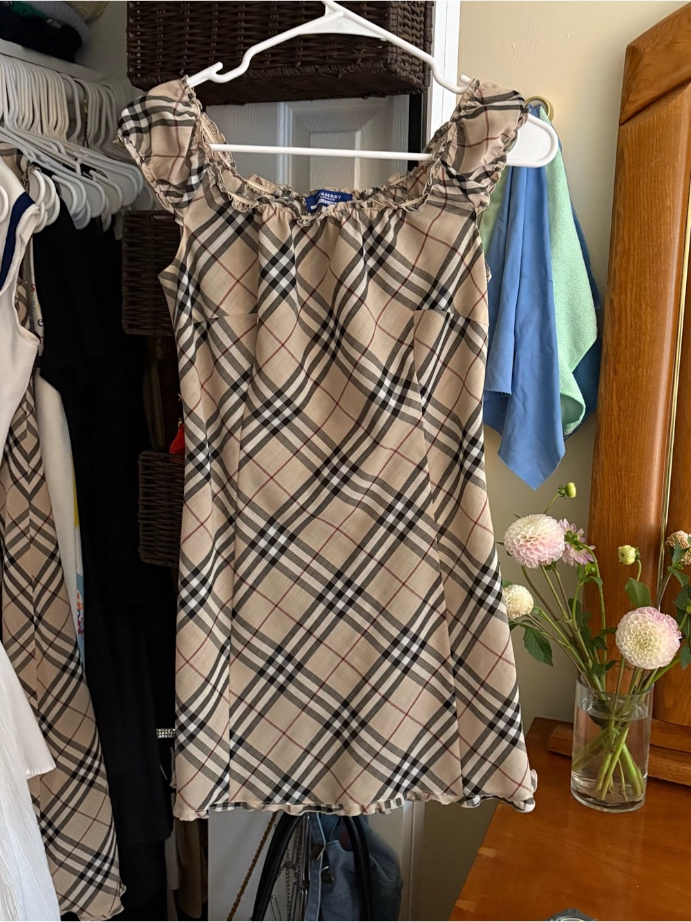 Burberry Blue Label y2k nova check milkmaid babydoll dress